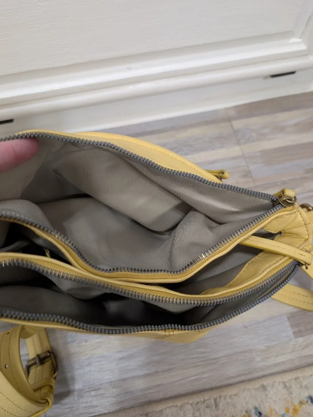 American Leather Co. Yellow Leather Crossbody Hobo Bag